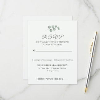 Cartão de Resposta de Casamento em Verde Salvia Eu