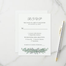 Cartão de Resposta de Casamento em Verde Salvia Eu