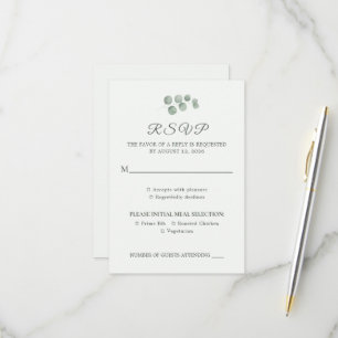 Cartão de Resposta de Casamento em Verde Salvia Eu
