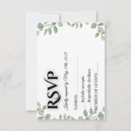 Cartão de Resposta de Casamento em Verde Salvia Eu