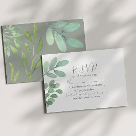 Cartão de Resposta de Casamento em Verde Sálvia Rú