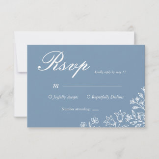 Cartão de Resposta de Casamento Flor Silvestre Azu