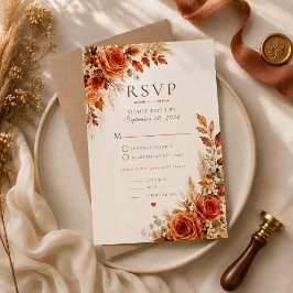 Cartão de Resposta de Casamento Florais da Colheit