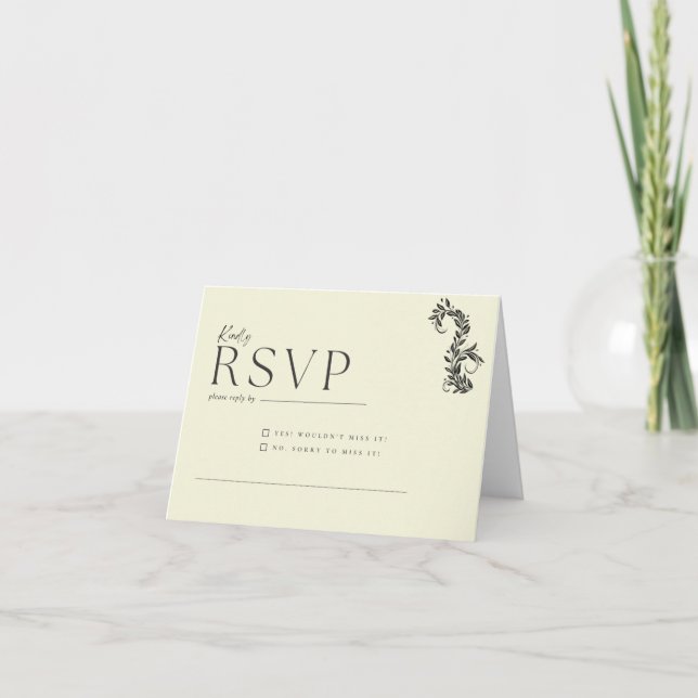 Cartão de Resposta de Casamento Floral (Frente)