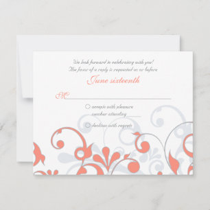 Cartão de Resposta de Casamento Floral Abstrato Br