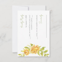 Cartão de Resposta de Casamento Floral Amarelo Gos