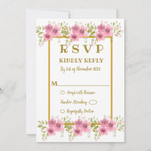 Cartão de Resposta de Casamento Floral Anêmona Ros