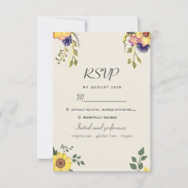 Cartão de Resposta de Casamento Floral Aquarela Rú