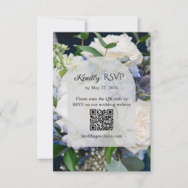 Cartão de Resposta de Casamento Floral Azul