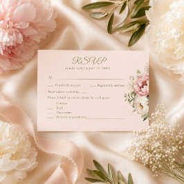 Cartão de Resposta de Casamento Floral Beijo Empoe