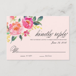 cartão de resposta de casamento floral boêmio