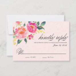cartão de resposta de casamento floral boêmio