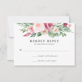 Cartão de Resposta de Casamento Floral Boho Blush 