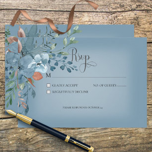 Cartão de Resposta de Casamento Floral Boho Rust &