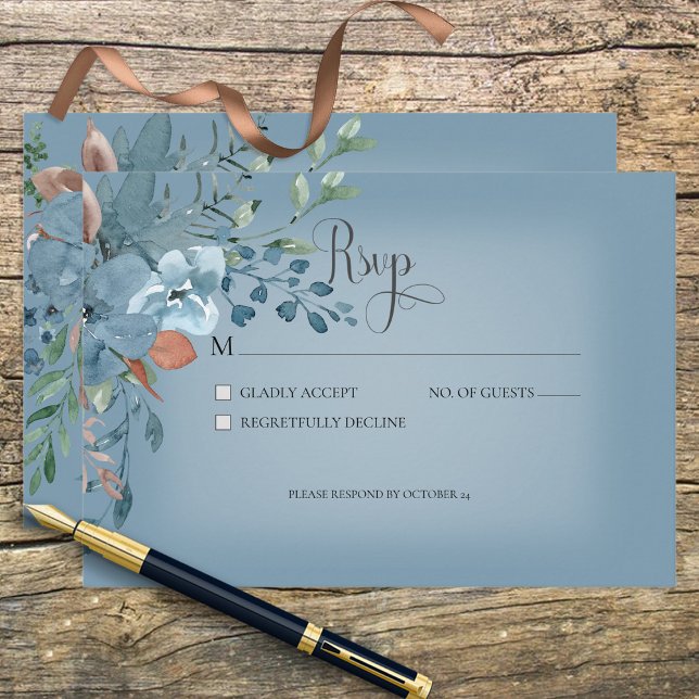 Cartão de Resposta de Casamento Floral Boho Rust & (Criador carregado)