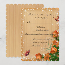 Cartão de Resposta de Casamento Floral Borboleta d