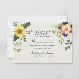 Cartão de Resposta de Casamento Floral Botânico