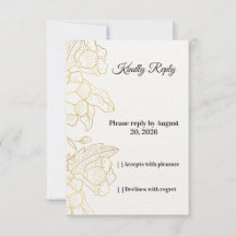 Cartão de Resposta de Casamento Floral Branco Dour