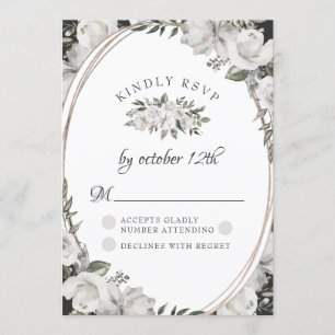 Cartão de Resposta de Casamento Floral Branco Vint
