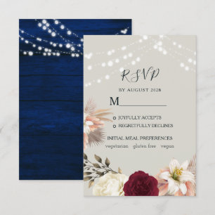 Cartão de Resposta de Casamento Floral Burgundy Rú