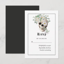 Cartão de Resposta de Casamento Floral com Caveira