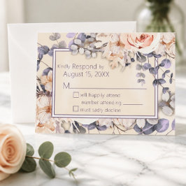 Cartão de Resposta de Casamento Floral Cor de Pêss