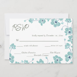 Cartão de Resposta de Casamento Floral de Anêmona 