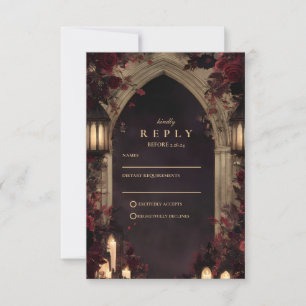 Cartão de Resposta de Casamento Floral de Caveira