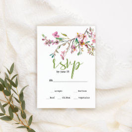 Cartão de Resposta de Casamento Floral de Cerejeir