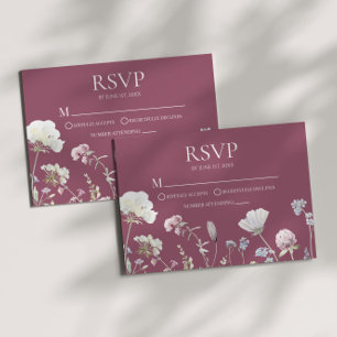 Cartão de Resposta de Casamento Floral de Flor Sil
