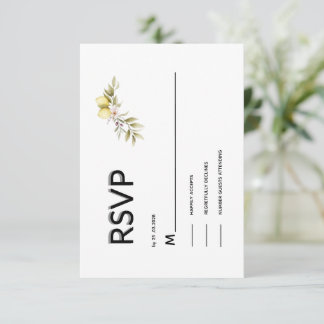 Cartão de resposta de casamento floral de limão
