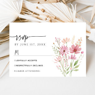 Cartão de Resposta de Casamento Floral de Outono S