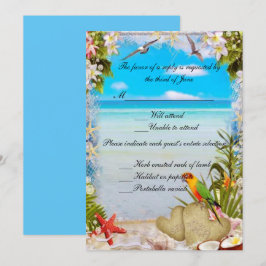 Cartão de Resposta de Casamento Floral de Praia Tr