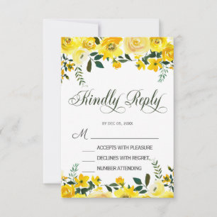 Cartão de resposta de casamento floral de rosa ama