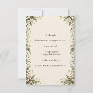 Cartão de Resposta de Casamento Floral de Samambai