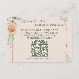 Cartão de Resposta de Casamento Floral Dourado Pas