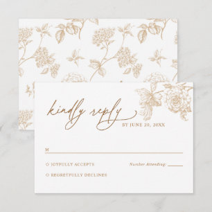 Cartão de Resposta de Casamento Floral Dourado Vit