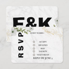 Cartão de Resposta de Casamento Floral Elegante