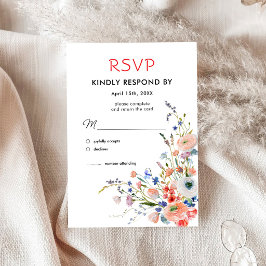 Cartão de Resposta de Casamento Floral Elegante