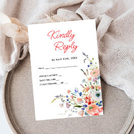 Cartão de Resposta de Casamento Floral Elegante