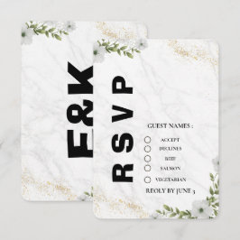 Cartão de Resposta de Casamento Floral Elegante