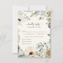 Cartão de Resposta de Casamento Floral em Aquarela