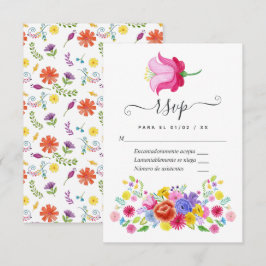 Cartão de Resposta de Casamento Floral em Aquarela