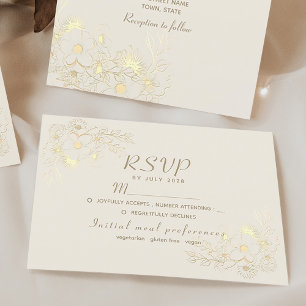 Cartão de Resposta de Casamento Floral em Marfim D