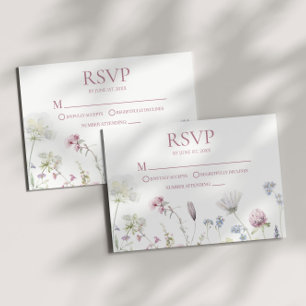 Cartão de Resposta de Casamento Floral Flor Silves