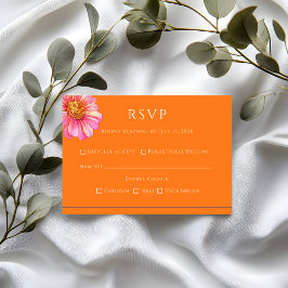Cartão de Resposta de Casamento Floral Laranja Col