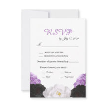 Cartão de Resposta de Casamento Floral Lavanda