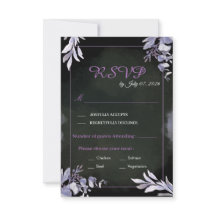 Cartão de Resposta de Casamento Floral Lavanda Gót