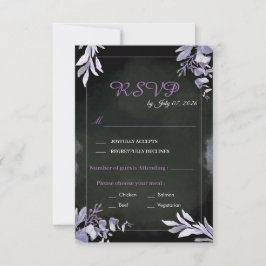 Cartão de Resposta de Casamento Floral Lavanda Gót