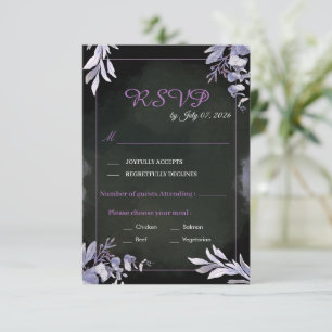 Cartão de Resposta de Casamento Floral Lavanda Gót